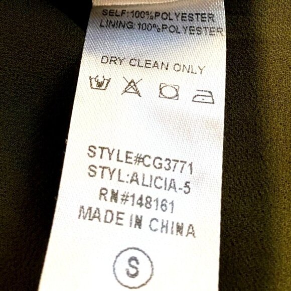 Buddy Love Olive Green Leopard Print Long Sleeve Ruffle Hem Dress Size S V-Neck - Picture 6 of 6